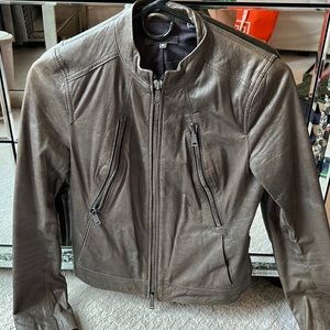 Vince charcoal gray leather jacket size xs
